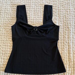 White House Black Market Black Tank Top with Knot Detail